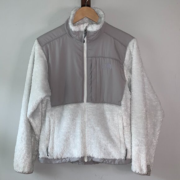 The North Face Jackets & Blazers - The North Face Denali Thermal White and Grey Fuzzy Fleece Full Zip Womens Jacket